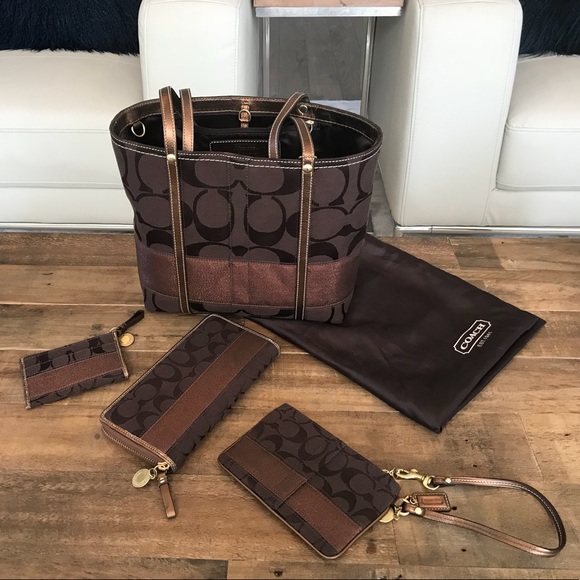 Coach Handbags - Coach Signature Collection Tote & Wallets